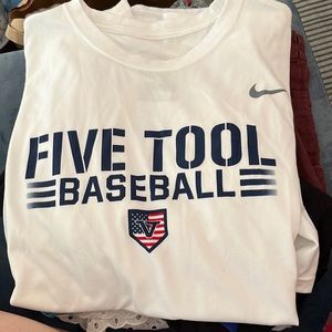 Like new dri fit Nike tee with Five Tool Baseball graphic